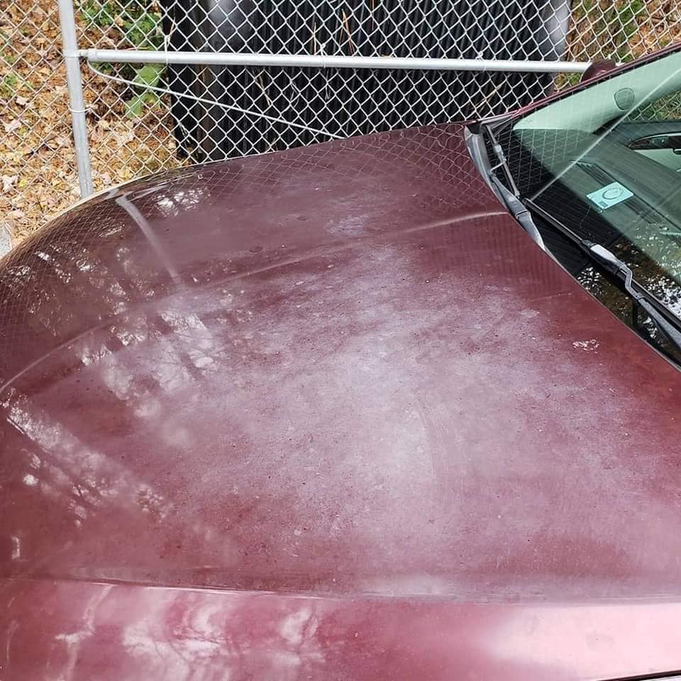 dirty and scratched hood